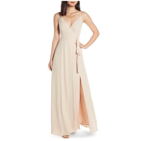 WAYF The Angelina Slit Wrap Gown Dress Size Small - Picture 2 of 8